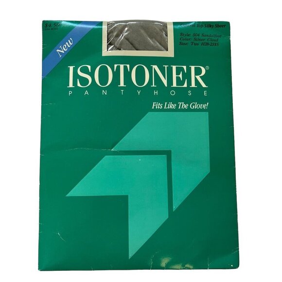 Isotoner Size 2 Silver Cloud 504 Pantyhose Control Top  Silky Sheer Sandlefoot - Picture 1 of 6